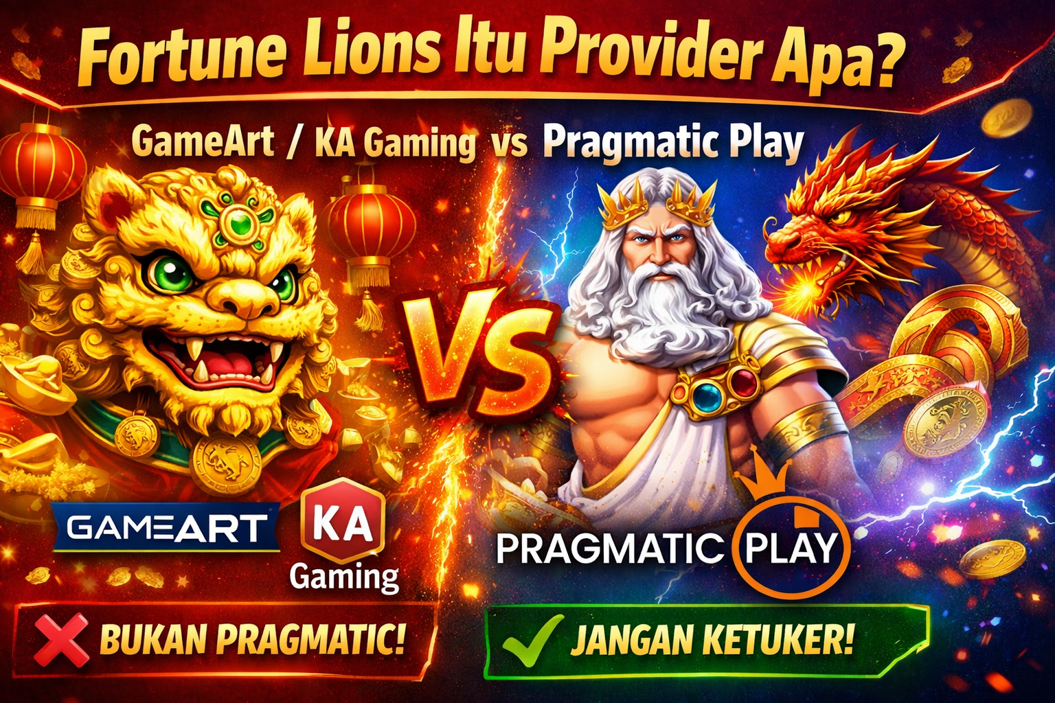 Fortune Lions Itu Provider Apa? Fakta GameArt/KA Gaming vs Pragmatic Play
